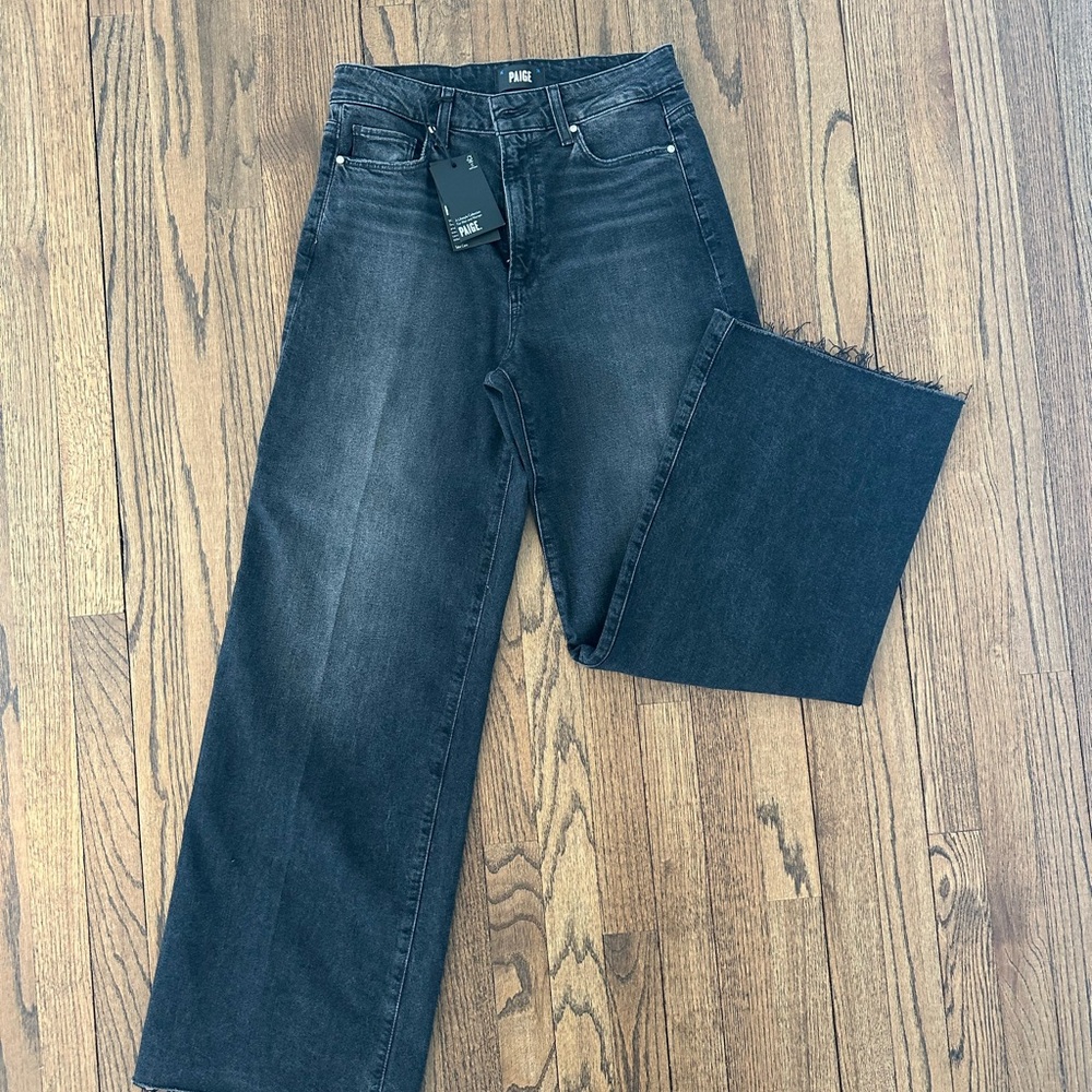NWT PAIGE size 28 Black Flare & Wide Leg Jeans